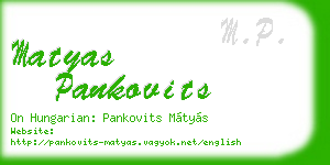 matyas pankovits business card